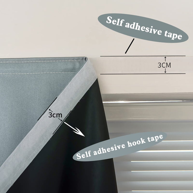 A-jazz AJAZZ self Adhesive Portable 100% Blackout Curtains Simple and Easy to installBedroom Window Thermal Lnsulated Kitchen Room Darkening Black Small Drapes 1-Pack - Image 4