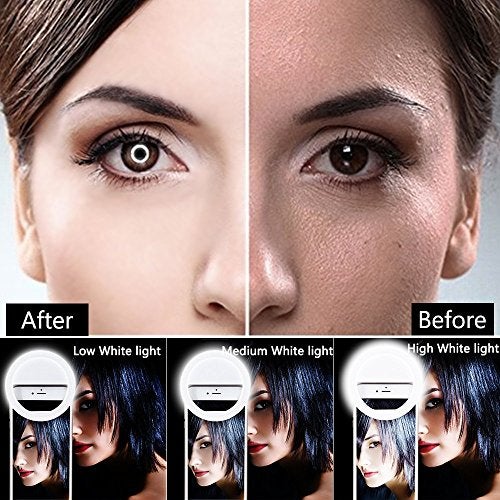 XINBAOHONG Selfie Ring Light, XINBAOHONG Rechargeable Portable Clip-on Selfie Fill Light with 36 LED for iPhone/Android Smart Phone Photography, Camera Video, Girl Makes up (White) - Image 4