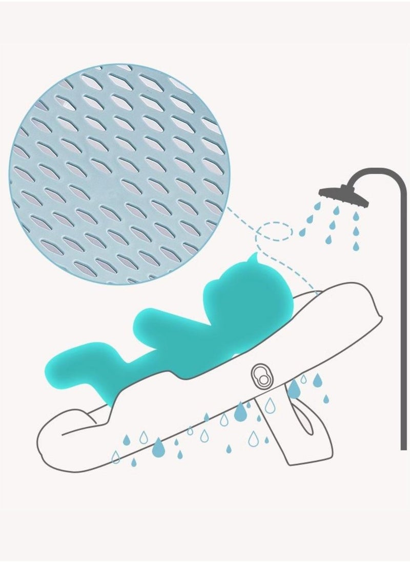 Moms Magic - Bath Rack – Soft TPE Back, Anti-Slip Raised Design, Locking Feet, and Hook – Convenient for Bathtub or Bathroom Use, Easy to Dry-Blue - Image 1