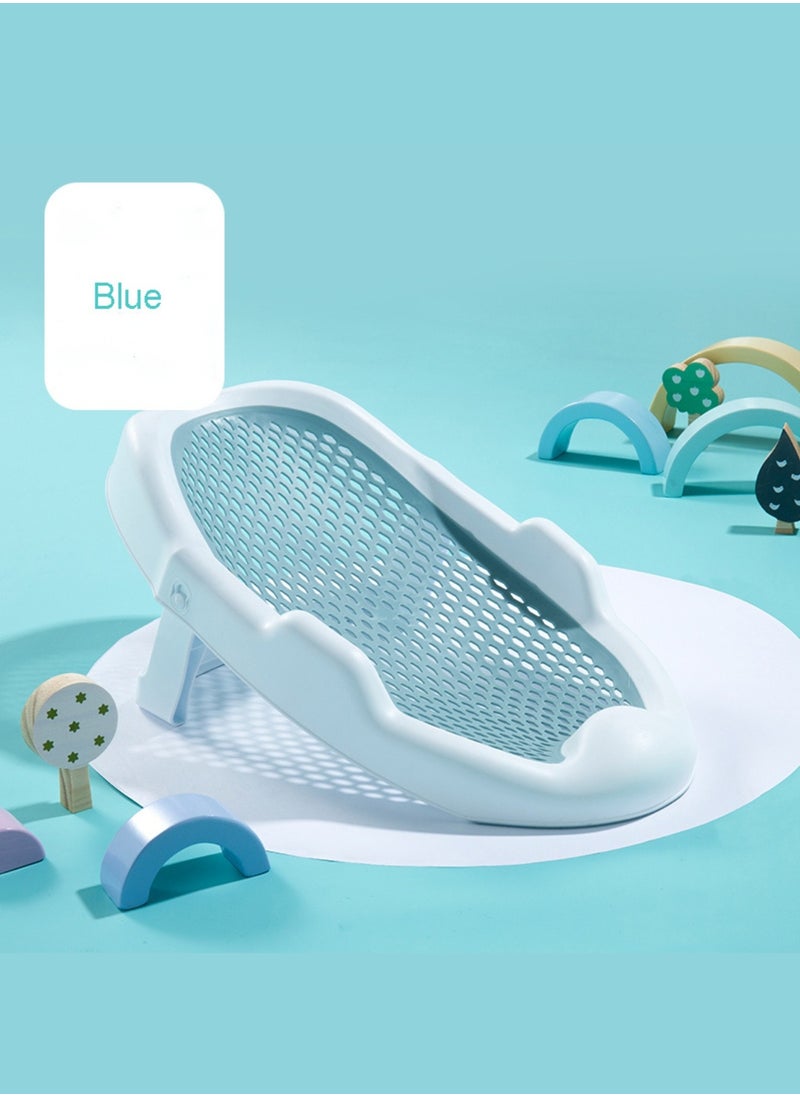 Moms Magic - Bath Rack – Soft TPE Back, Anti-Slip Raised Design, Locking Feet, and Hook – Convenient for Bathtub or Bathroom Use, Easy to Dry-Blue - Image 1