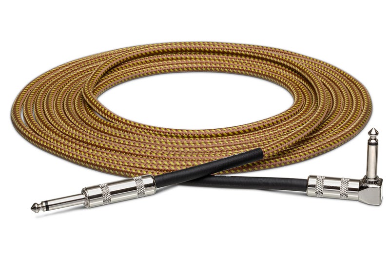 Hosa GTR518R Straight to Right Angle Guitar Cable 18 foot Tweed