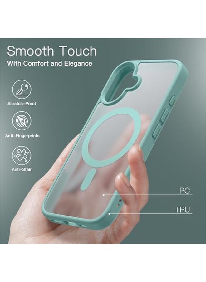 Jetech Magnetic Case For Iphone 16 Plus 6.7 Inch Compatible With Magsafe Translucent Matte Back Slim Shockproof Phone Cover Teal  - Image 4