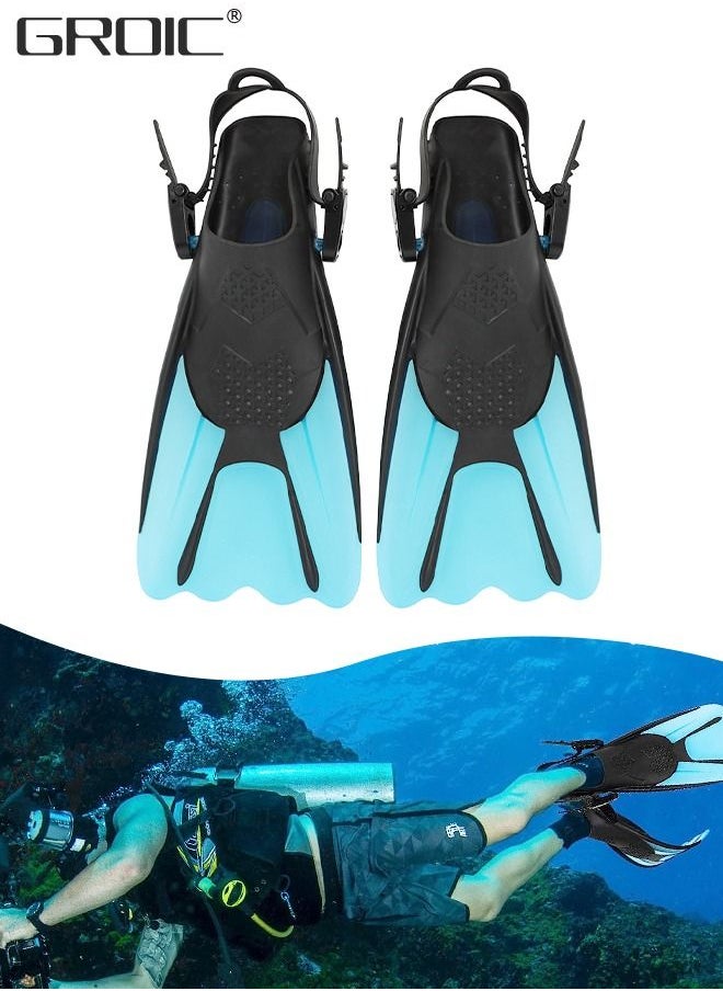 GROIC Snorkel Fins Swim Fins Open Heel, Adjustable and Light Diving Fins Buckles Open Heel Swim Flippers with Good Thrust, Travel Size Short Flippers for Snorkeling Swimming Adult Unisex  - Image 1