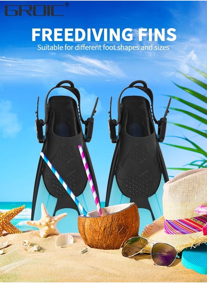 GROIC Snorkel Fins Swim Fins Open Heel, Adjustable and Light Diving Fins Buckles Open Heel Swim Flippers with Good Thrust, Travel Size Short Flippers for Snorkeling Swimming Adult Unisex  - Image 5