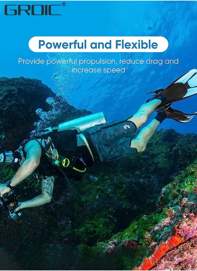 GROIC Snorkel Fins Swim Fins Open Heel, Adjustable and Light Diving Fins Buckles Open Heel Swim Flippers with Good Thrust, Travel Size Short Flippers for Snorkeling Swimming Adult Unisex  - Image 4