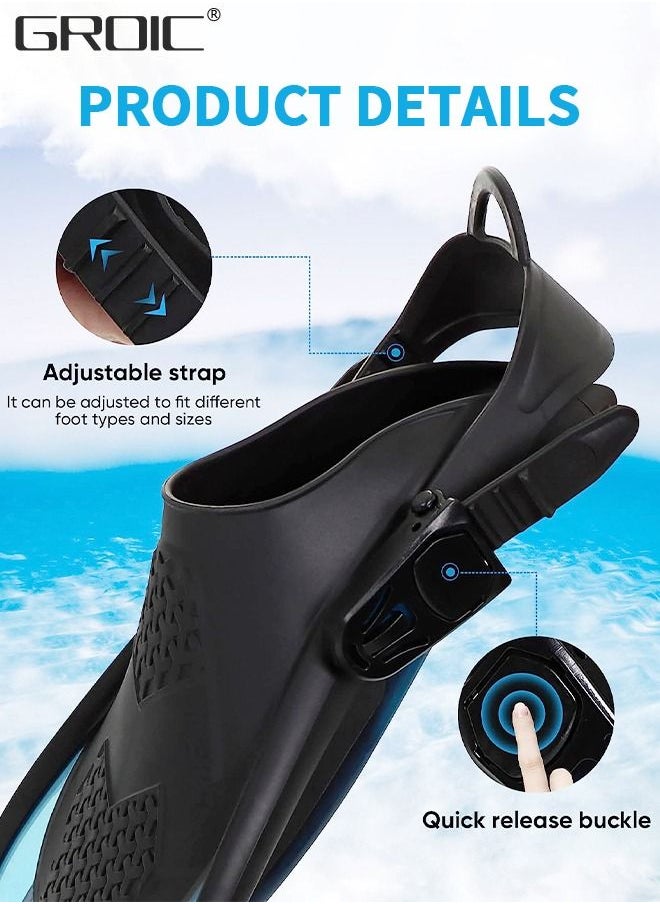 GROIC Snorkel Fins Swim Fins Open Heel, Adjustable and Light Diving Fins Buckles Open Heel Swim Flippers with Good Thrust, Travel Size Short Flippers for Snorkeling Swimming Adult Unisex  - Image 2