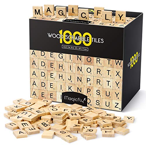 Magicfly 1000 Pcs Scrabble Tiles Wooden Letter Tiles AZ Capital Letters for Crafts SpellingScrabble Crossword Game - Image 1