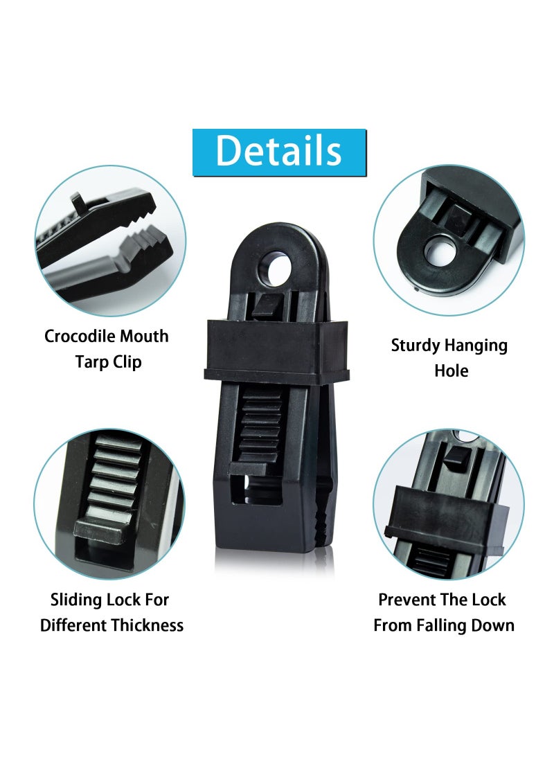 SYOSI - 12PCS Tarp Clip Crocodile Mouth for Multipurpose Secures, Heavy-Duty Tent Clips Sliding Lock Design Tarp Clips Waterproof for Swimming Pool, Cover Awnings, Outdoor Camping, Caravan Canopies, Car Cover - Image 1