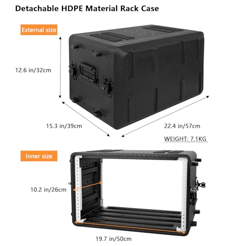Muscab Pro-Audio PA DJ Flight Road Travel Mount - 6U Rack Case, Waterproof Hard Case with Customized Foam, Wireless Mic System Storage/Amp/Effect/Mixer - Image 2