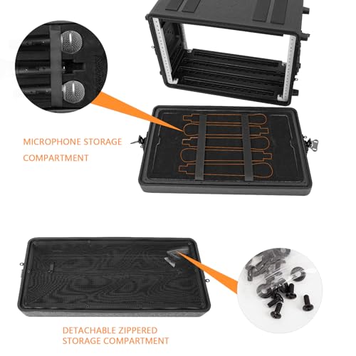 Muscab Pro-Audio PA DJ Flight Road Travel Mount - 6U Rack Case, Waterproof Hard Case with Customized Foam, Wireless Mic System Storage/Amp/Effect/Mixer - Image 3