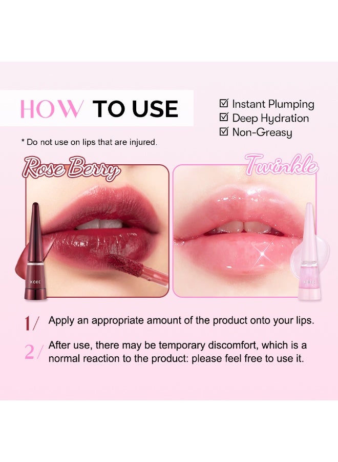 ك أو إي سي سباك شفاه روز بيري 8g -سباك فوري عالي اللمعان بواسطة الترطيب، تلطيف وتوهج وردي لشفاه فولر Luscious - Image 4
