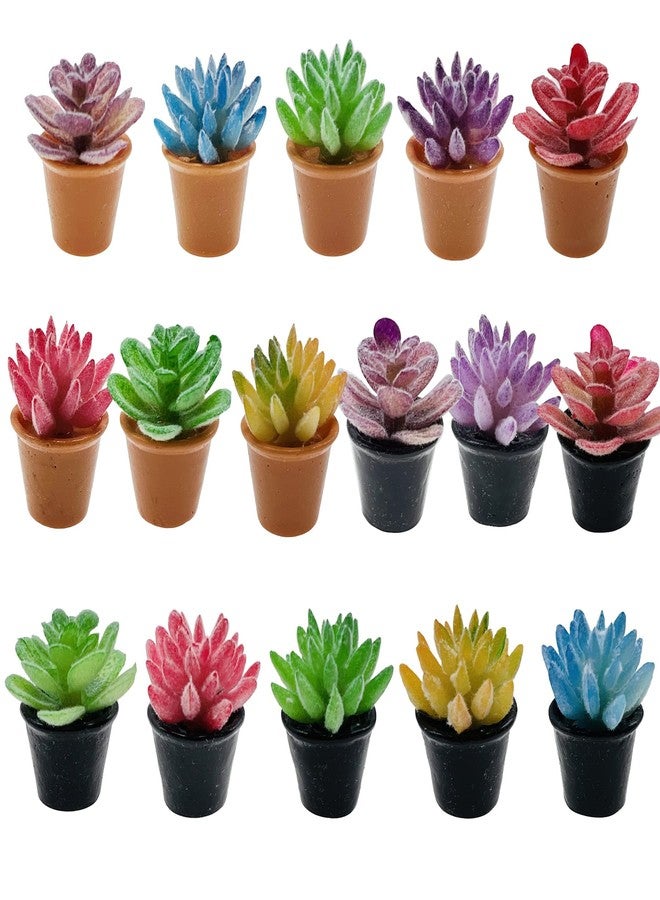 Cayway Dollhouse Plant Miniature 16 PCS Artificial Plant Tiny Bonsai Model Mini Flowerpot Fake Succulent Doll House for Garden Dollhouse Decorations - Image 1