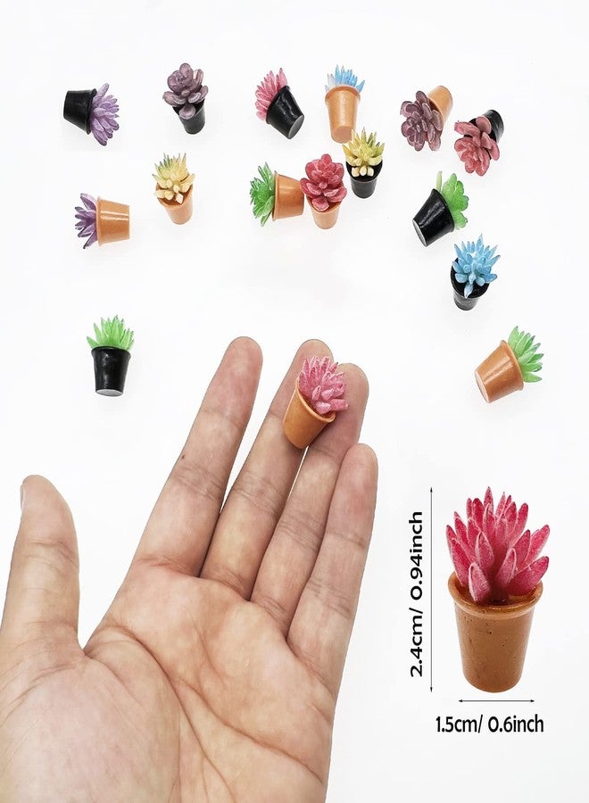 Cayway Dollhouse Plant Miniature 16 PCS Artificial Plant Tiny Bonsai Model Mini Flowerpot Fake Succulent Doll House for Garden Dollhouse Decorations - Image 2