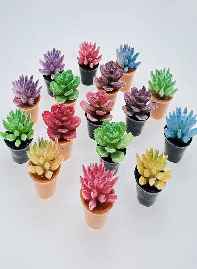 Cayway Dollhouse Plant Miniature 16 PCS Artificial Plant Tiny Bonsai Model Mini Flowerpot Fake Succulent Doll House for Garden Dollhouse Decorations - Image 5