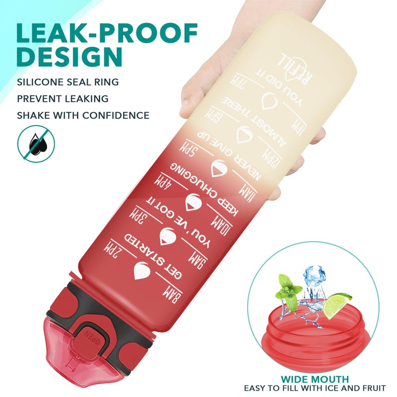 Enerbone 32 oz Drinking Water Bottle with Times to Drink and Straw  Motivational with Carrying Strap  Leakproof BPA & Toxic Free  Ensure You Drink Enough Water for Fitness Gym Outdoor - Image 3