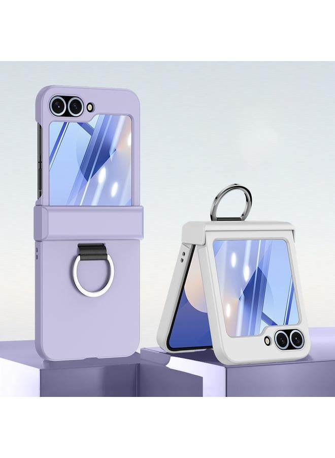 اس-توب جراب لهاتف Samsung Galaxy Z Flip5 5G جراب هاتف رفيع للغاية بملمس جلدي مع حلقة ومفصلة - Image 3