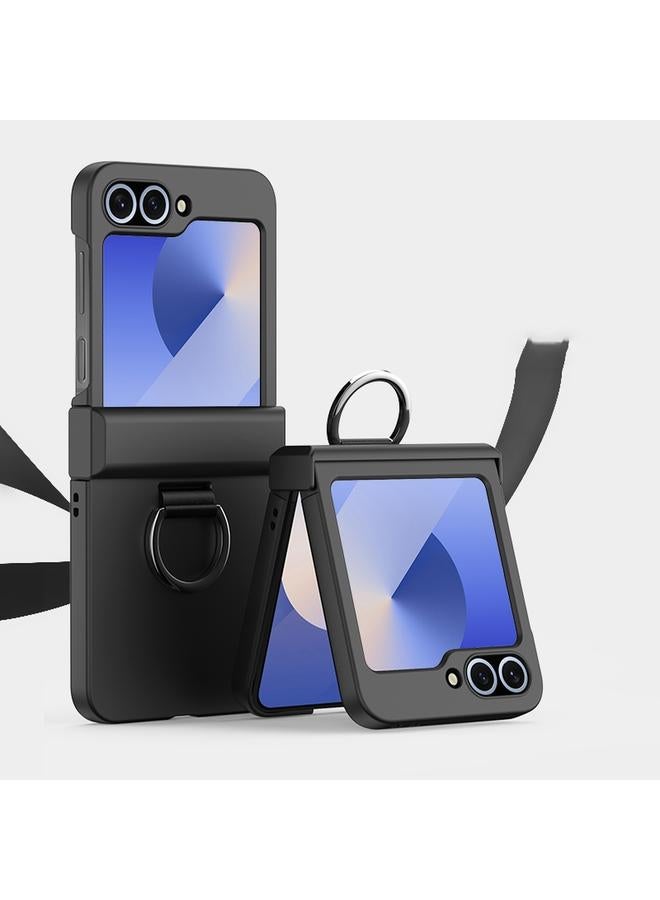 اس-توب جراب لهاتف Samsung Galaxy Z Flip5 5G جراب هاتف رفيع للغاية بملمس جلدي مع حلقة ومفصلة - Image 1