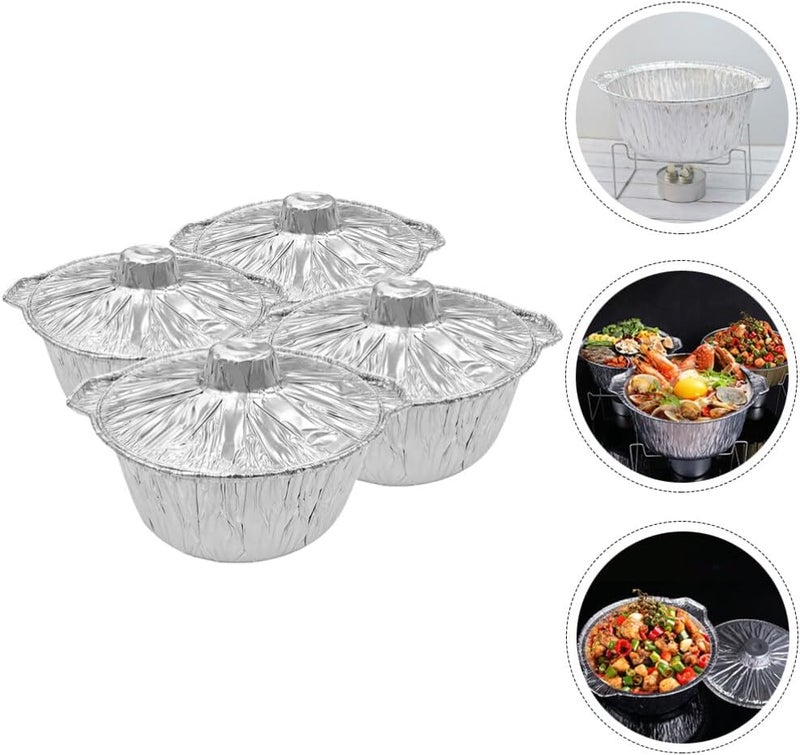 klarako Foil Tin Pan with Lid Round Foil Pans Disposable 3000ml Prepping Food Tray Oven Foil Dish for Roasting Baking Cake Cooking Broiling - Image 4