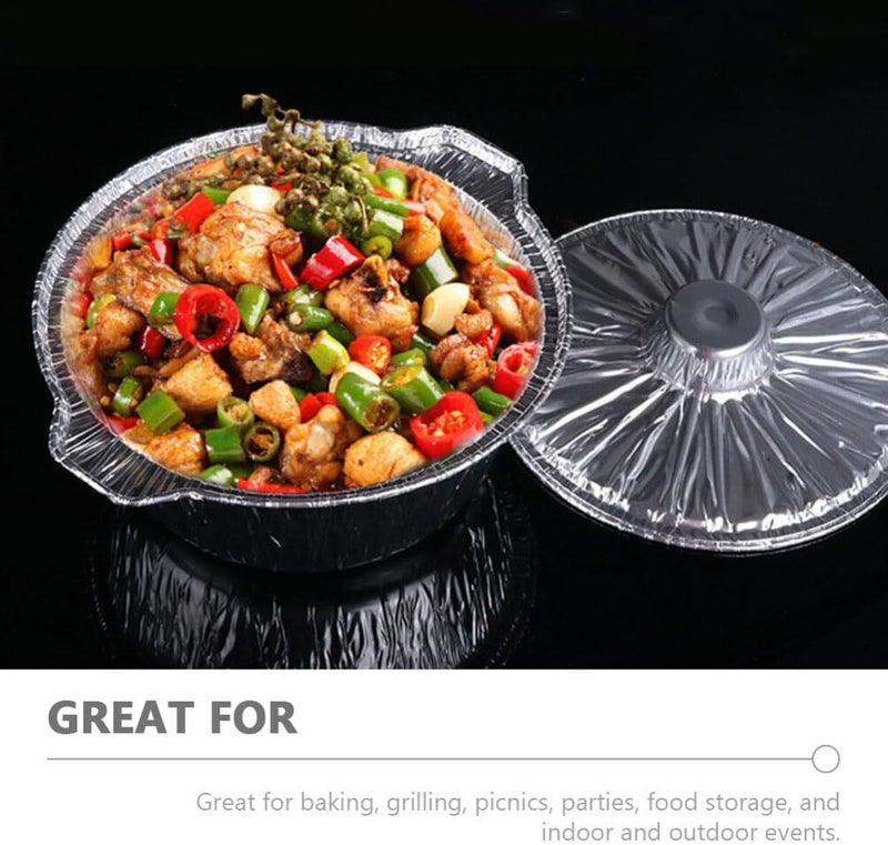 klarako Foil Tin Pan with Lid Round Foil Pans Disposable 3000ml Prepping Food Tray Oven Foil Dish for Roasting Baking Cake Cooking Broiling - Image 5
