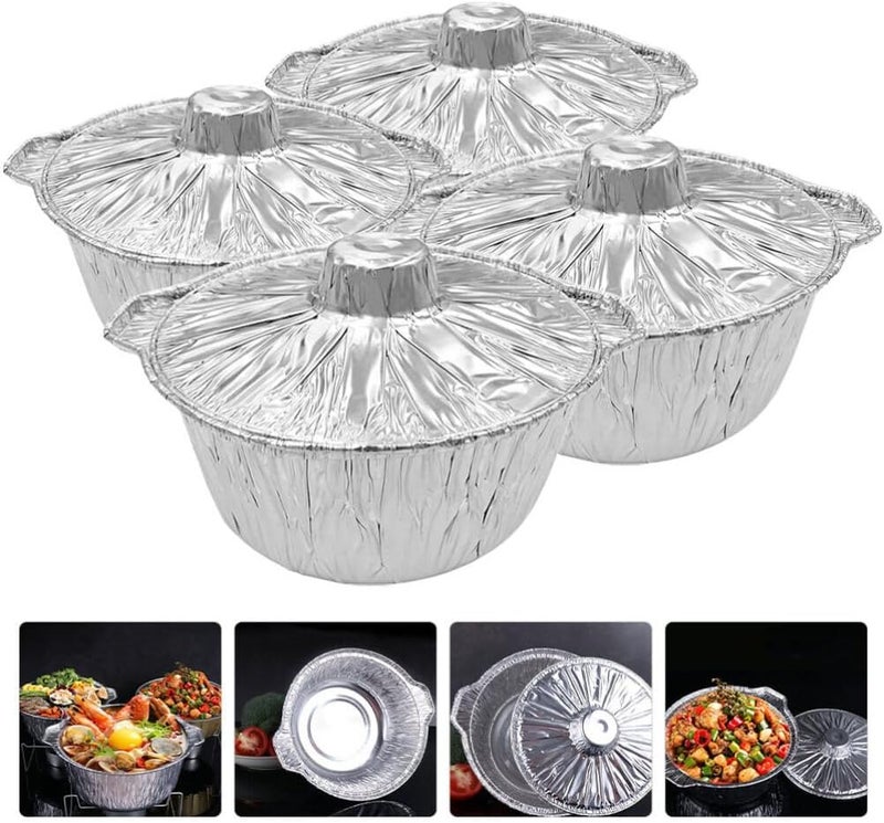 klarako Foil Tin Pan with Lid Round Foil Pans Disposable 3000ml Prepping Food Tray Oven Foil Dish for Roasting Baking Cake Cooking Broiling - Image 2