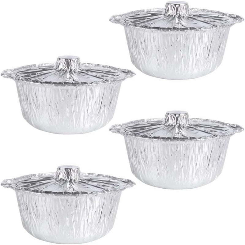klarako Foil Tin Pan with Lid Round Foil Pans Disposable 3000ml Prepping Food Tray Oven Foil Dish for Roasting Baking Cake Cooking Broiling - Image 1