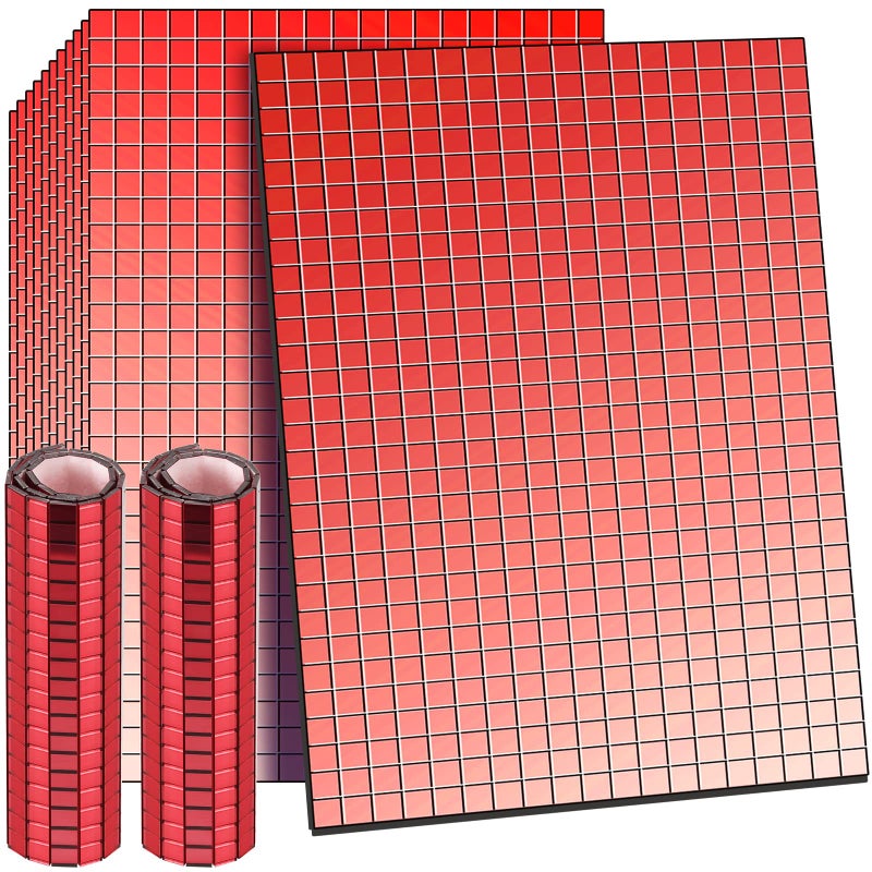 SelfAdhesive Disco Mirror Tiles Mosaic Tiles for DIY Craft Projects 5 x 5 mmRed7200 Pieces
