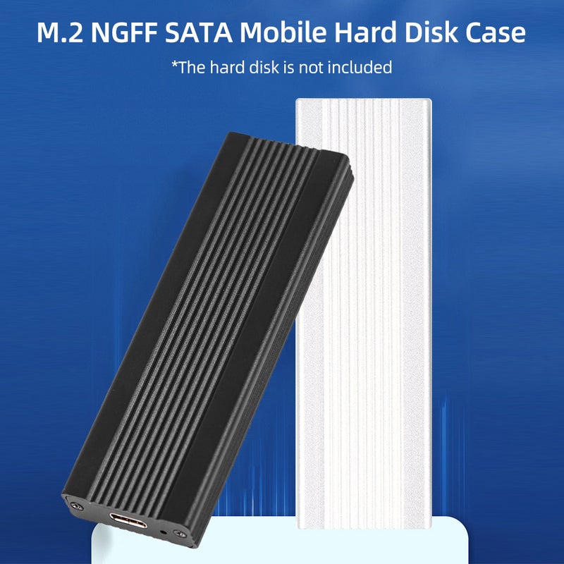 M.2 NGFF SATA Mobile Hard Disk Case USB3.1 Type-C External SSD Enclosure Fast Transmission Aluminum Alloy Shell Black - Image 2