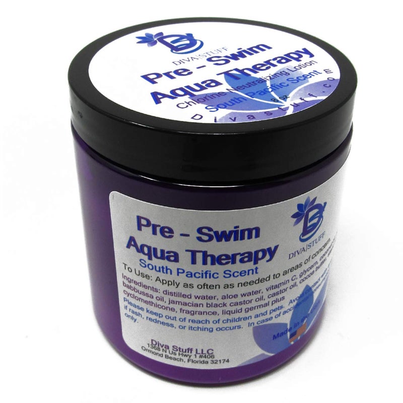 Diva Stuff Diva Stuff PreSwim Aqua Therapy Chlorine Neutralizing Body Moisturizing Lotion for Swimmers Protects Skin from Chlorine and Salt Water 8 oz  Made in the USA Fresh South Pacific