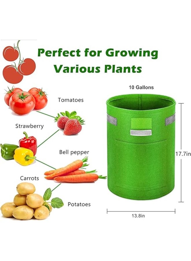 Meridian Plant Bag, Potato Bag, Non-woven Fabric, Plant Bag with Window and Visible Handles, Grow Bag, for Potatoes, Flowers, Plants, Vegetables, 3 Pack (Green) - Image 2