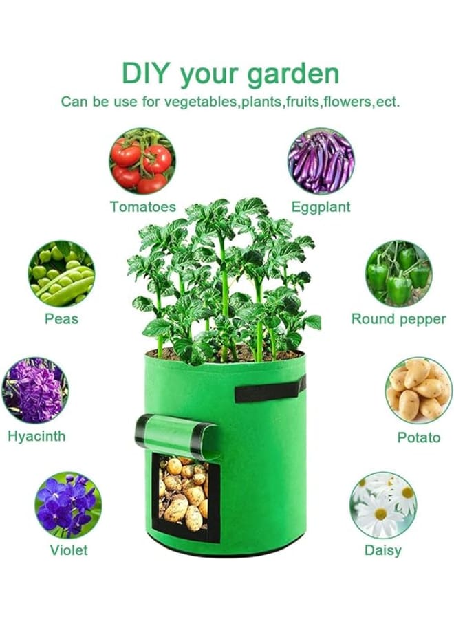 Meridian Plant Bag, Potato Bag, Non-woven Fabric, Plant Bag with Window and Visible Handles, Grow Bag, for Potatoes, Flowers, Plants, Vegetables, 3 Pack (Green) - Image 3