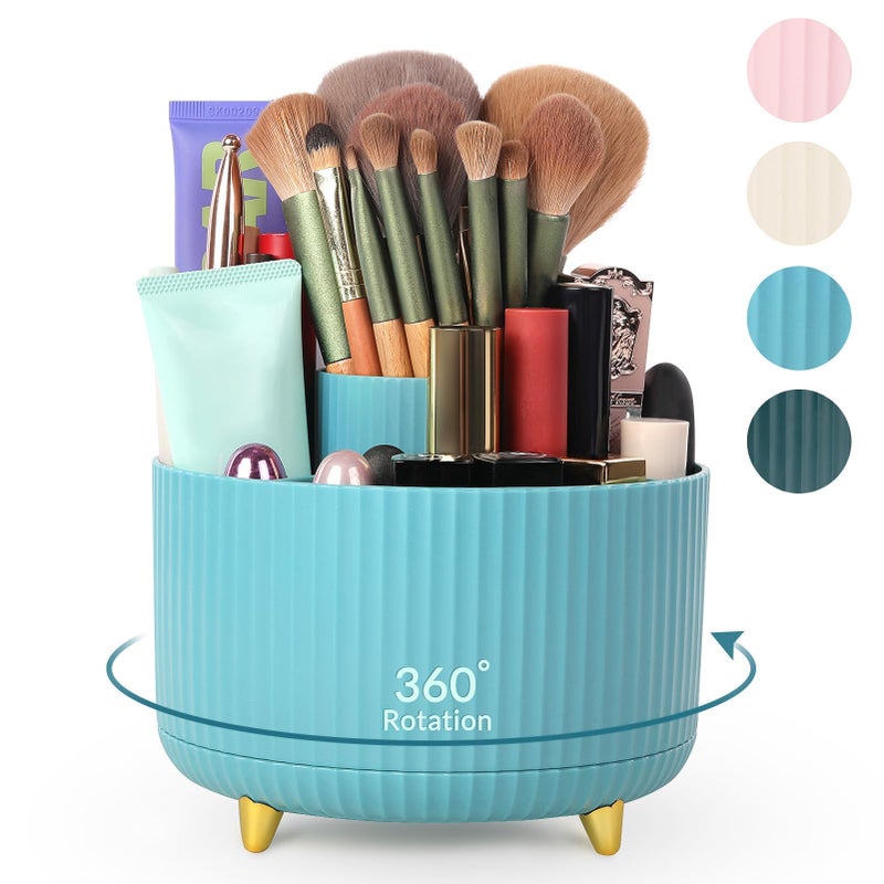 SKYDUE Makeup Organizer Rotating Pencil Pen Holder for Desk DualPurpose Desktop Organizer for Cosmetics Pens Makeup Brush Holder with 5 Slots Pencil Cup for Office Home - Image 2