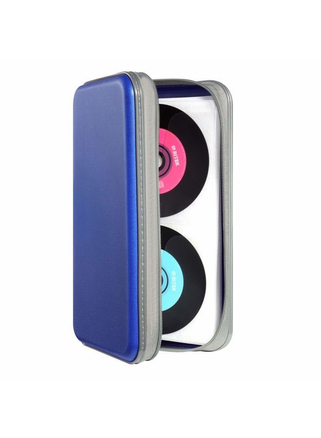 UENTIP 48 Capacity CD Case,Portable DVD Hard Plastic Case Holder CD Organizer Wallet Protective DVD Storage, Blue, 96, ‎classic - Image 1
