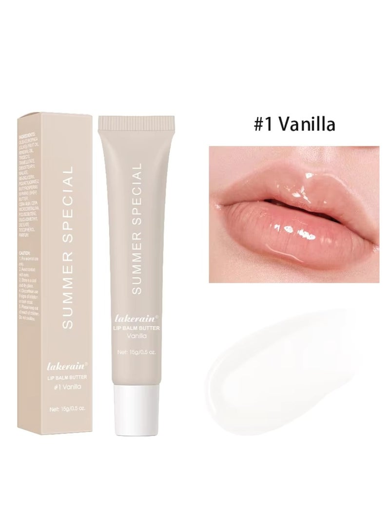lakerain Summer Special Lip Butter Balm Non Greasy Soothes Dry Lip Care Oil Moisturizing Lightweight Summer Lip Balm for Dark and Dry Lips Hydrating and Nourishing Lip Gloss 15g Vanilla 01 - Image 2