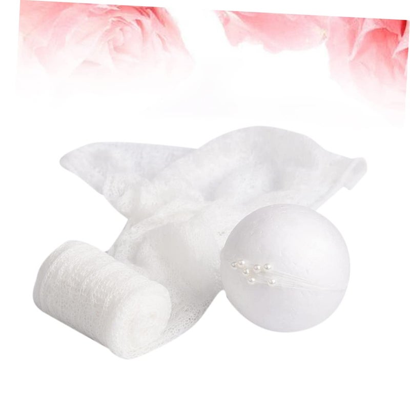 White Mohair Wrap And Headdress Set 2pcs Soft Newborn Photography Props - Image 5