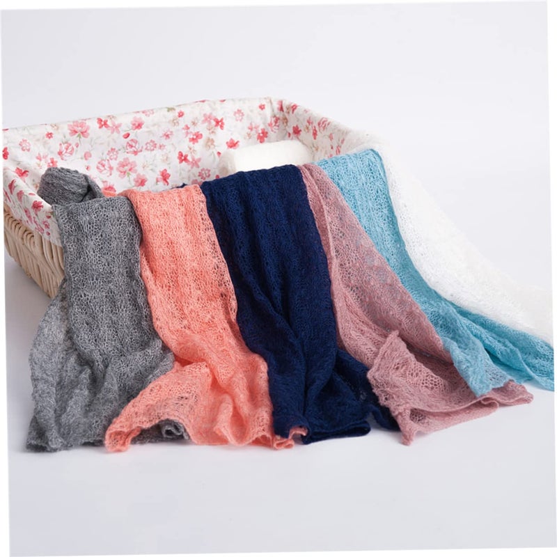 White Mohair Wrap And Headdress Set 2pcs Soft Newborn Photography Props - Image 4