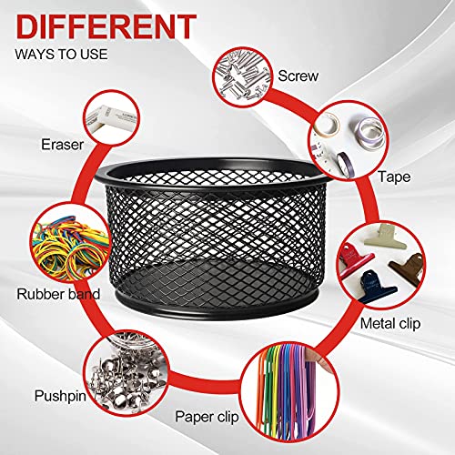 grwanpen®5-Pack Stackable Mesh Desk Organizer Bins - Durable Storage Containers for Paper Clips, Rubber Bands, and Office Supplies, Black - Image 5
