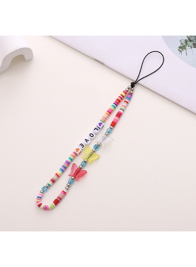 NIBEMINENT Beaded Phone Lanyard, Anti Lost Removable Wrist Strap, Devil's Eye Beads Bracelet Pendant, Phone Keychain Lanyard - Image 1