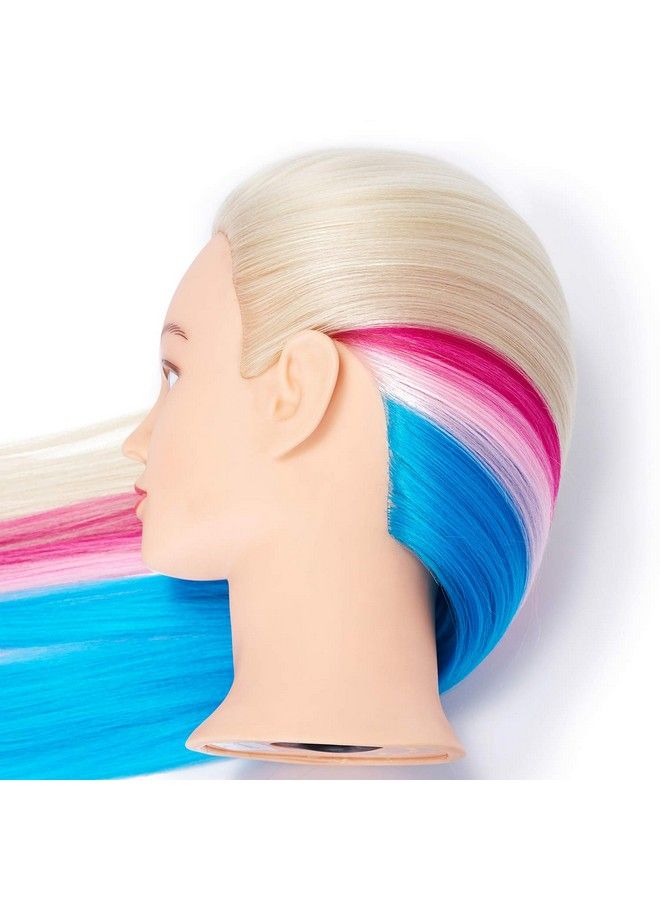 Hairingrid 26"28" Mannequin Head Hair Styling Training Head Manikin Cosmetology Doll Head Synthetic Fiber Hair And Free Clamp Holder (Multicolor) - Image 5