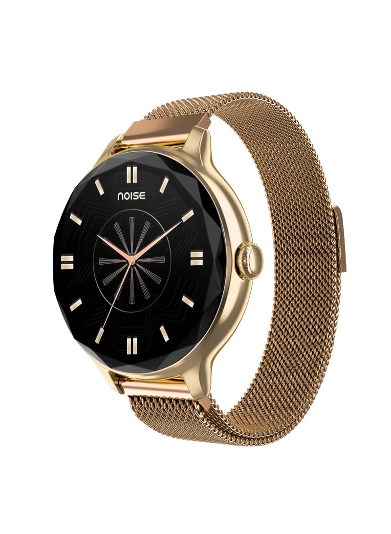 Noise Diva Smartwatch With Diamond Cut Dial, Glossy Metallic Finish, Amoled Display, Mesh Metal And Leather Strap Options, 100+ Watch Faces, Female Cycle Tracker Smart Watch For Women Gold Link - Image 1
