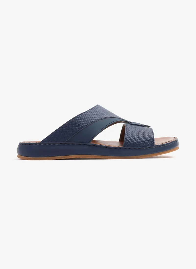 Comfort Plus COMFORT PLUS MEN'S GENIUNE LEATHER COMFORTABLE FOOTBED SANDALS NAVY