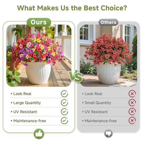 Alupssuc 24 Bundles Artificial Flowers for Outdoors Decoration, UV Resistant Silk Faux Daisy Flora Spring Fake Plastic Plants Greenery for Outside Indoor Yard Home Porch Window Box Decor, Mix 5 Colors - Image 4