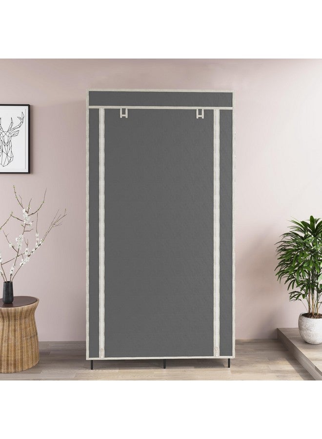 GTC® 3+3 Layer Collapsible Wardrobe for Clothes with Side Pocket 7800-3 (84CM x 42.5CM x 166CM, Grey) Storage Unit - Image 3