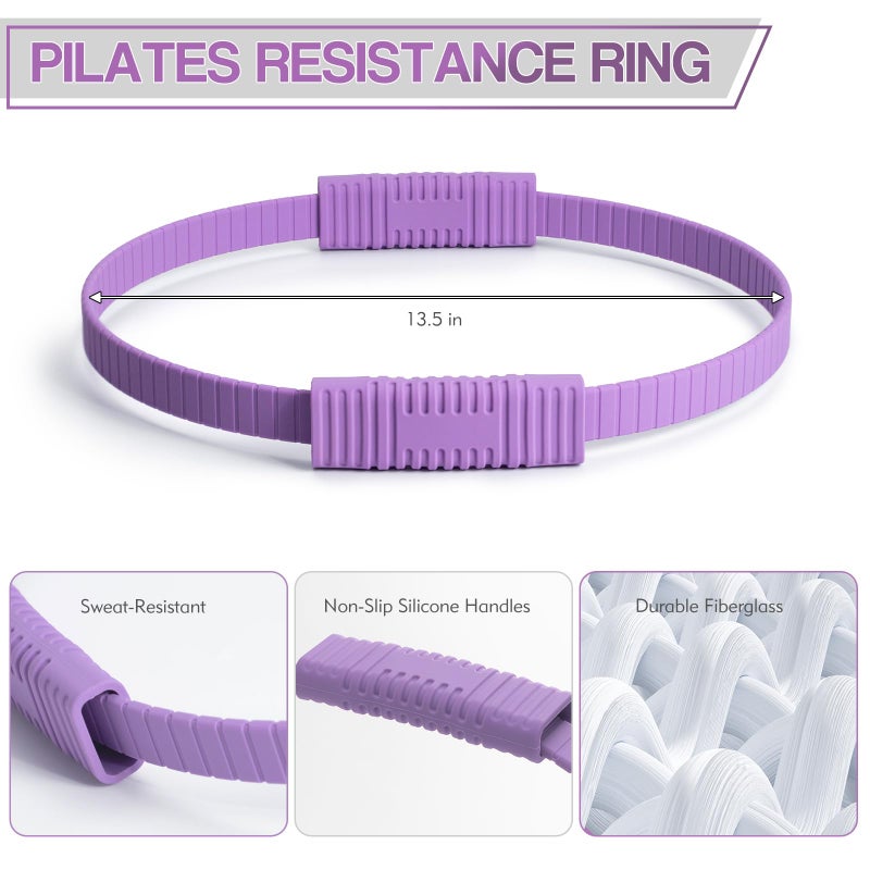 LTHTRADE Pilates Ring, 13.5 Inch Magic Circle Ring for Toning Thighs, Legs, Arms & Core, Pilates Ring Circle Yoag Fitness Equipment for Women (Purple) - Image 5