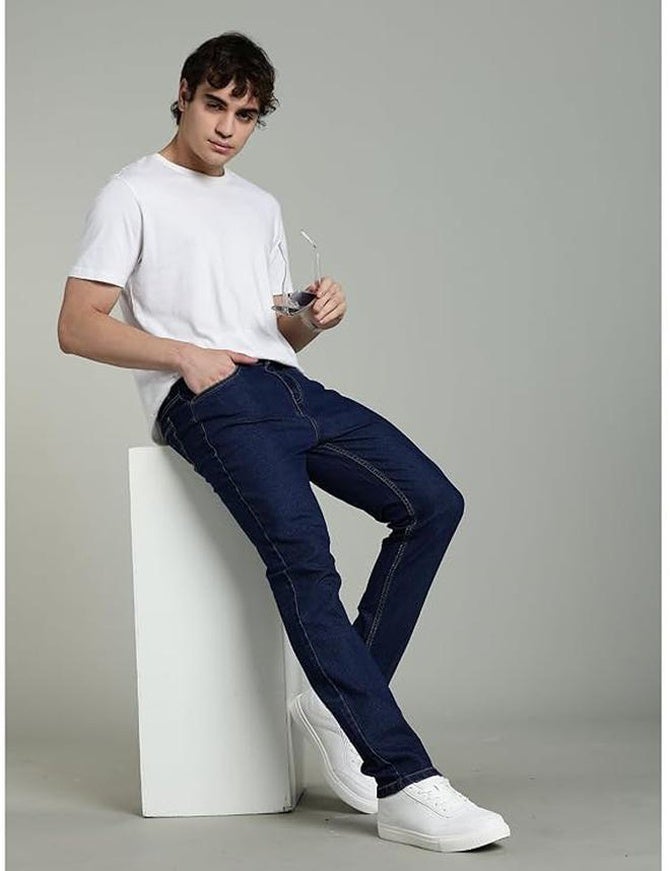 inkd Men's Classic Regular Fit Jeans with 5 Pocket Styling | Mid- Rise | Soft & Stretchable - Image 2