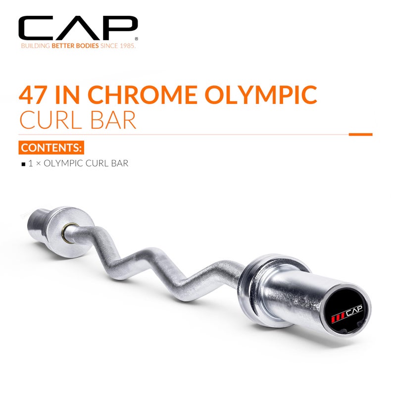 CAP Barbell 47-Inch Olympic Curl Bar - Chrome | Curl Barbell for Bicep and Tricep Workouts, Strength Training, and Weightlifting - Image 2
