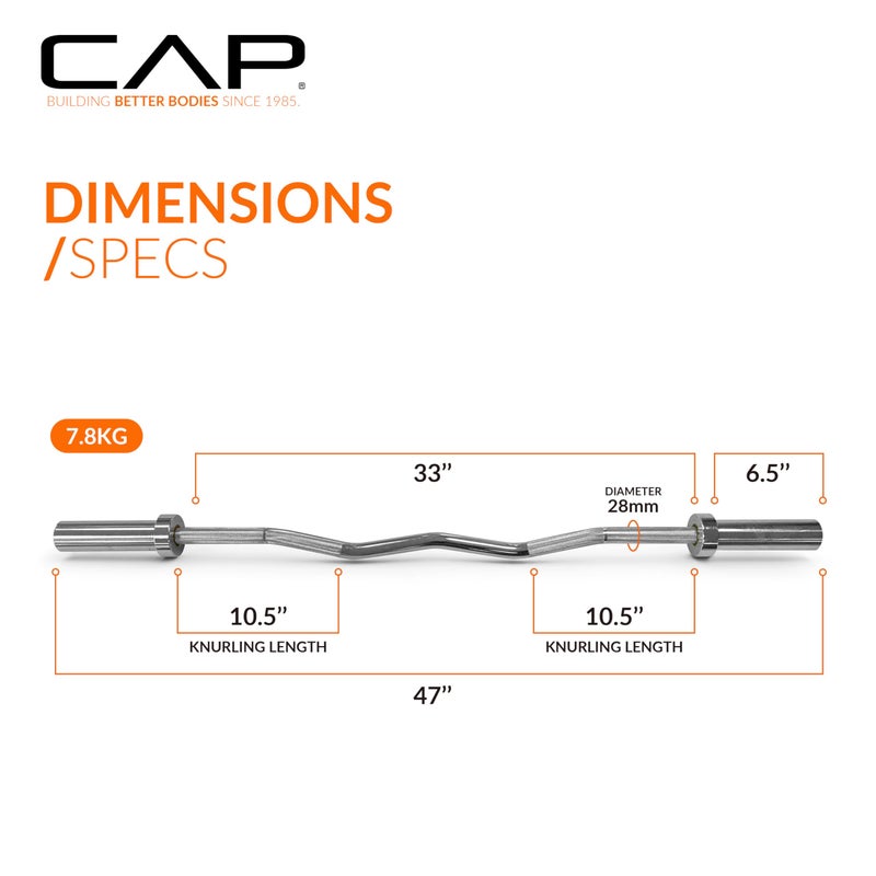 CAP Barbell 47-Inch Olympic Curl Bar - Chrome | Curl Barbell for Bicep and Tricep Workouts, Strength Training, and Weightlifting - Image 4