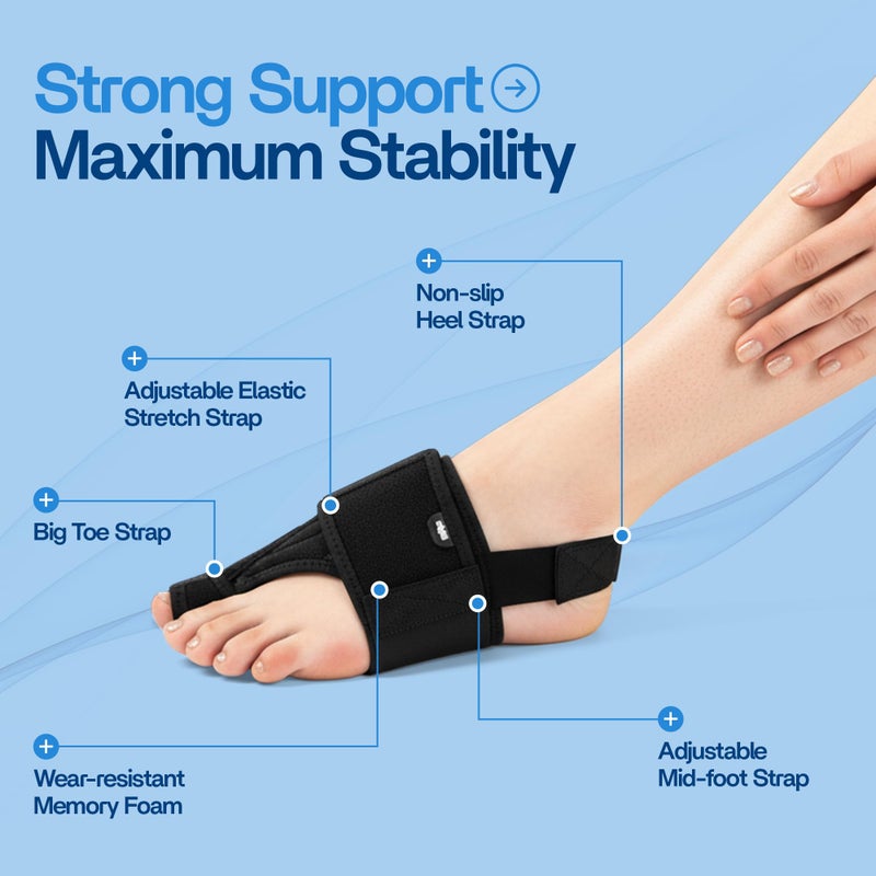 benoo Bunion Corrector for Women & Men (2 Pack) Hammer Toe Straightener, Bunion Relief, Big Toe Separator, Adjustable Day & Night Support, Comfortable, One Size Fits All - Image 4