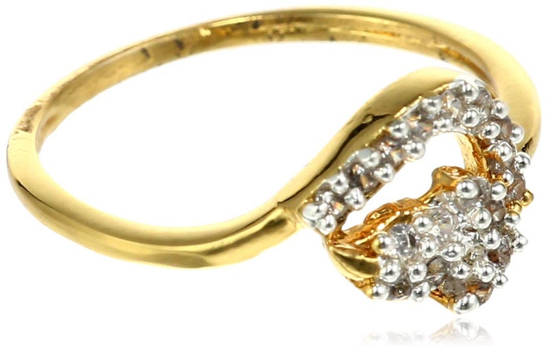 Estele Metal Brass 24 Karat Gold Plated Fancy Ring with American Diamond for Women - Image 2