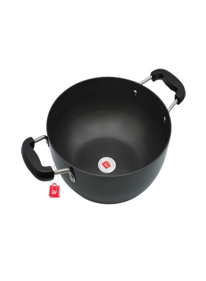 LAZYwindow 3 Litre Hard Anodised Kadhai 25.5cm | Induction Base | Non-Stick Deep Fry Pan | Durable & Long-Lasting | Heavy Duty Kitchen Cookware | Black - Image 1