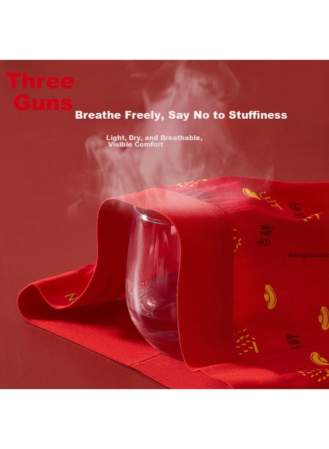 Threegun Men's Lucky Red Pure Cotton Antibacterial Underwear 7a Qi Ji Red Edition - Image 3